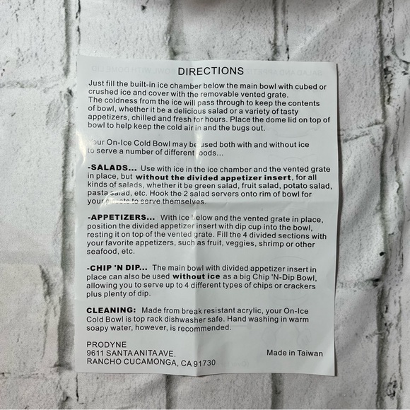 Acrylic Serving Bowl Divided W/dip Bowl  & Utensils Veggies, Fruits,cold salads - Picture 4 of 16